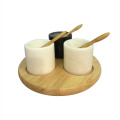 Gorgeous 100% Marble Pinch Bowl with Wood Tray kitchen accessory